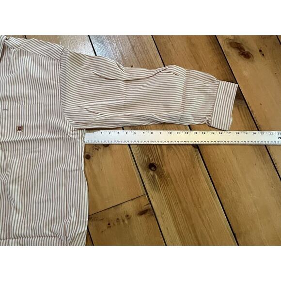 Woods & Woods Men's Button Down striped shirt. Brown/white. Logo. XL - Picture 6 of 7
